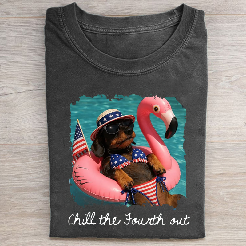 Chill The Fourth Out Patriotic Dachshund T-shirt