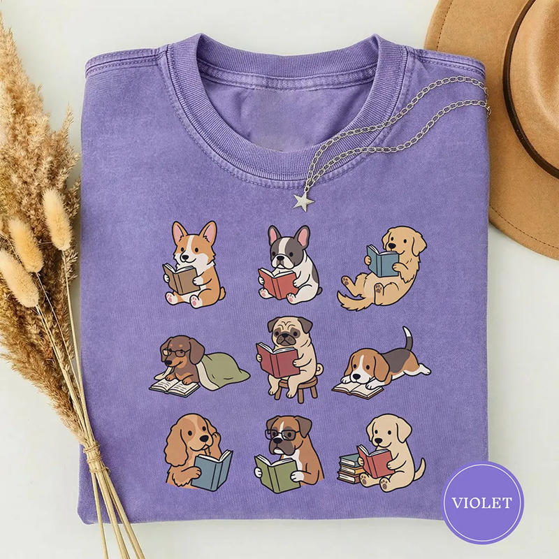 Funny Dog Reading T-shirt