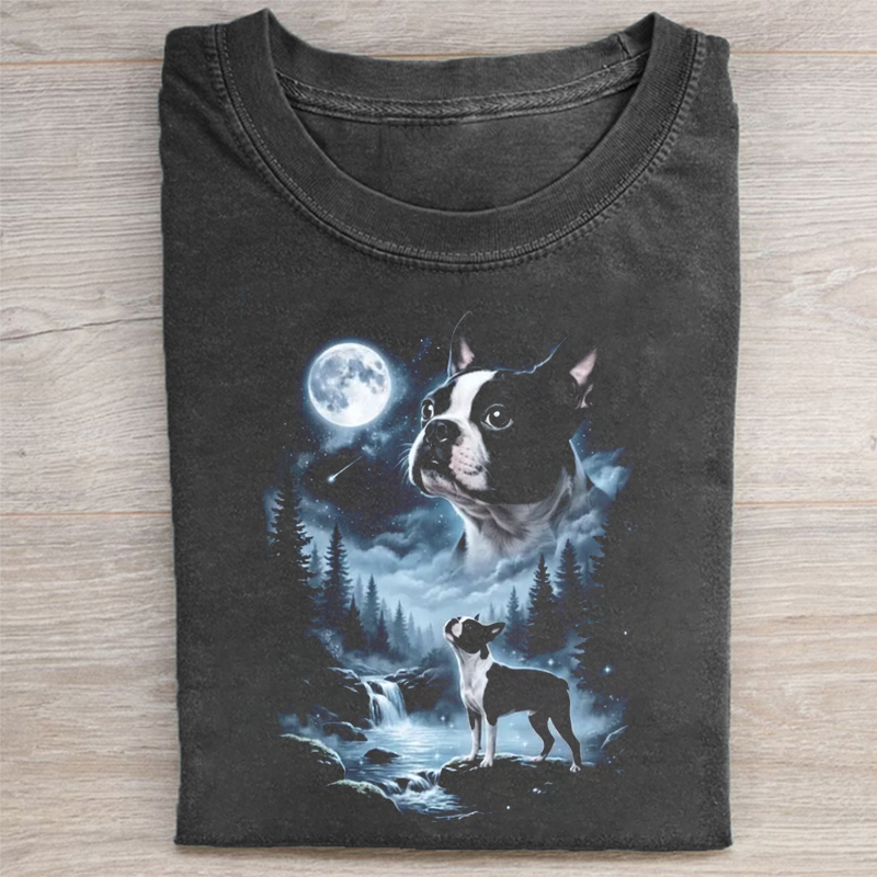 Boston Terrier Howling to the Moon T-shirt
