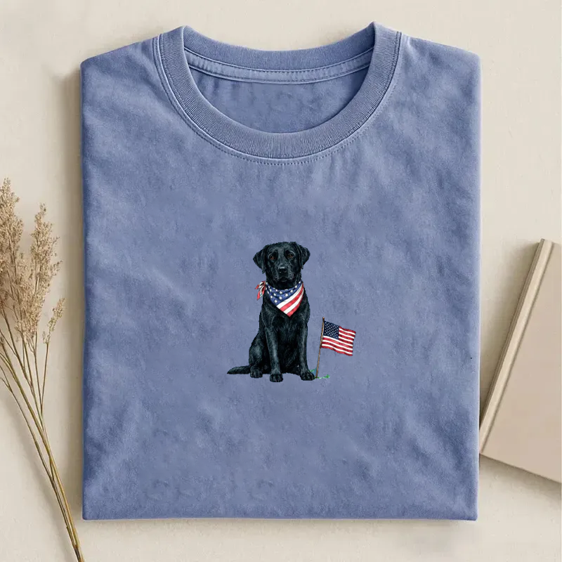 Black Labrador American Flag T-shirt