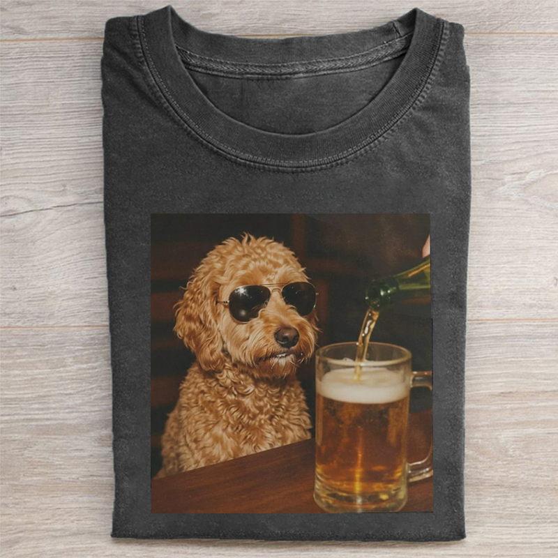 Funny Goldendoodle Drinking Beer T-shirt