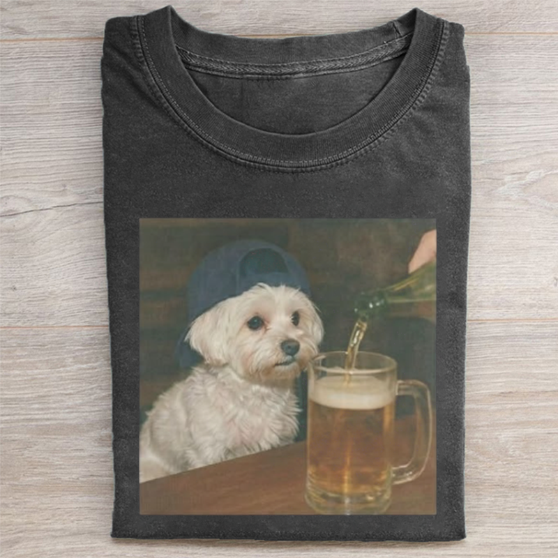 Funny Maltese Drinking Beer T-shirt