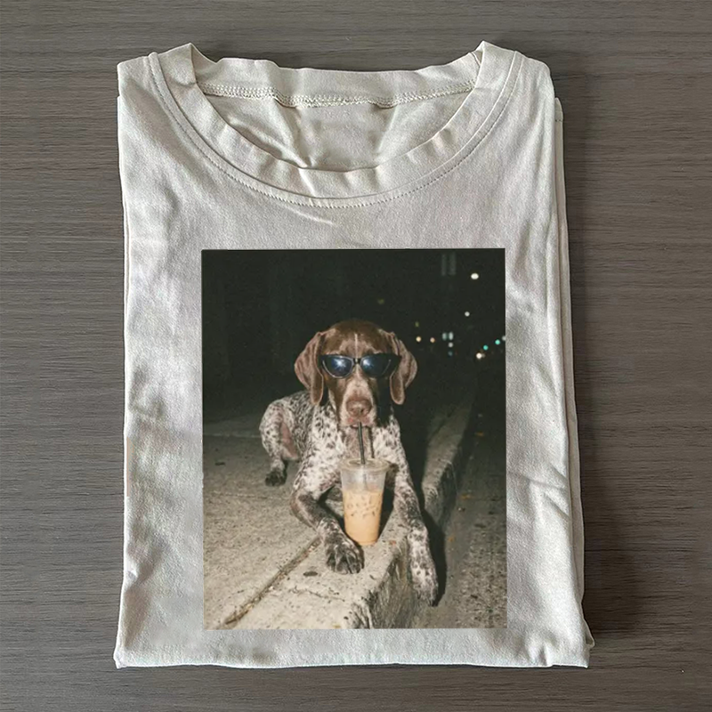 German Shorthaired Pointer Drinking Iced Coffee T-shirt