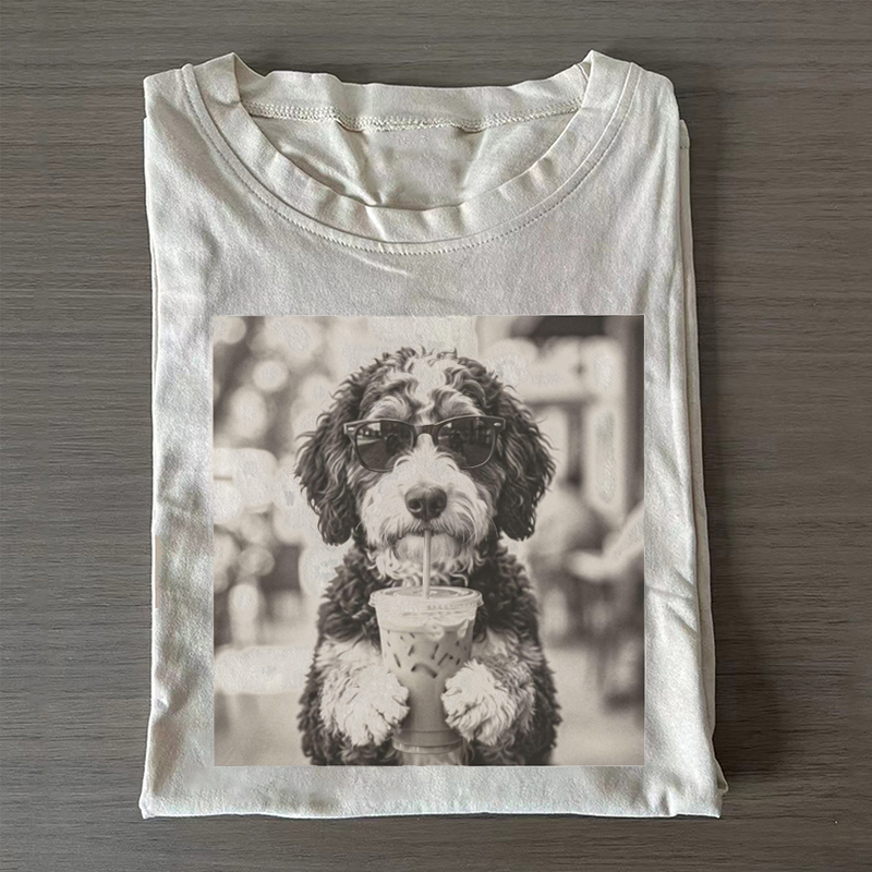 Bernedoodle Iced Coffee Photo T-shirt