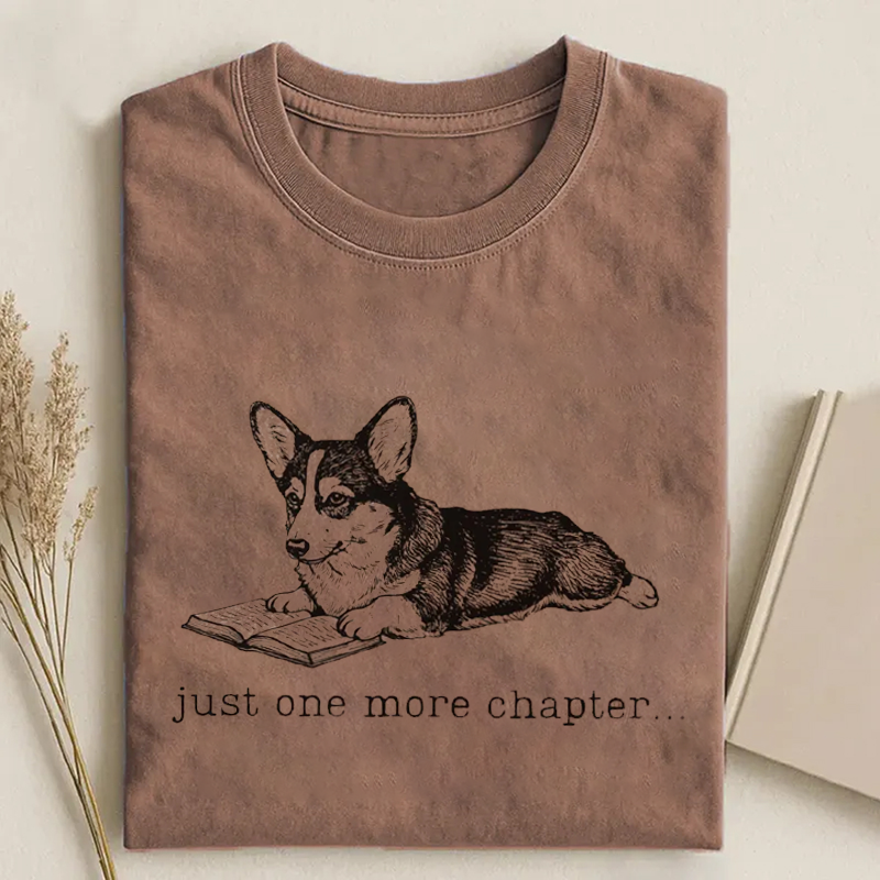 Tri Color Corgi Reading T-shirt