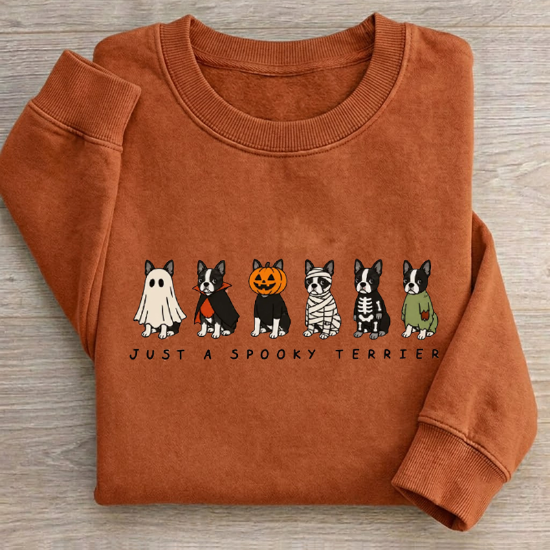 Spooky Boston Terrier Halloween Costume Sweatshirt