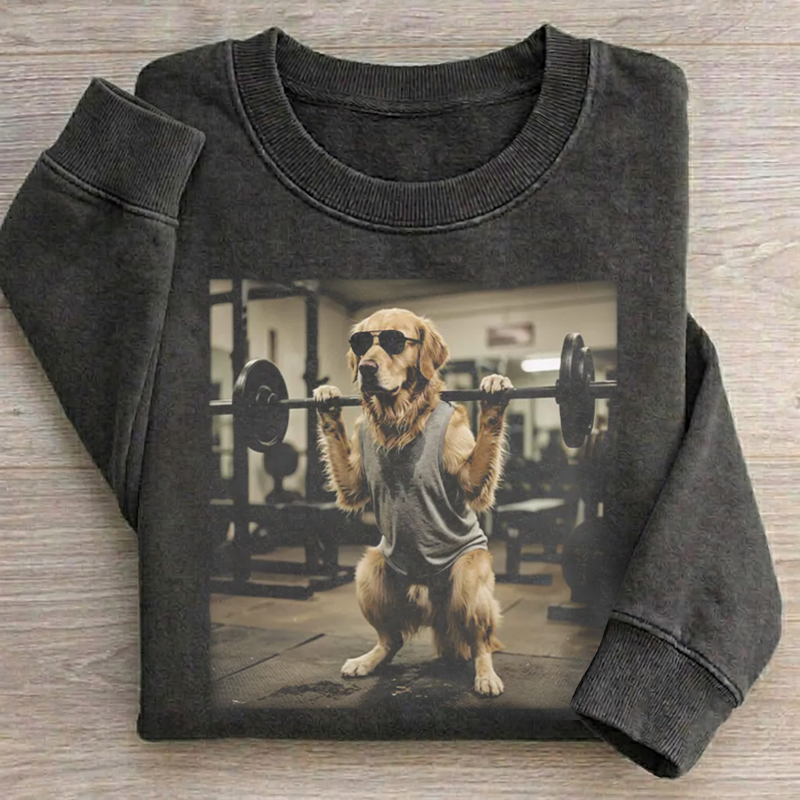 Funny Golden Retriever Lifting Weights Sweatshirt