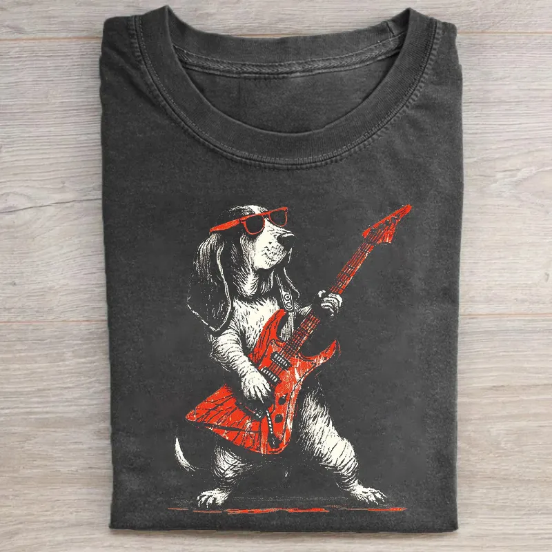 Basset Hound Rockstar Graphic T-shirt