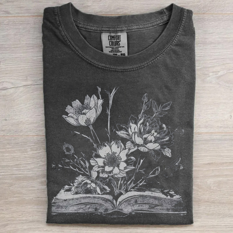 Book and Flowers T-Shirt
