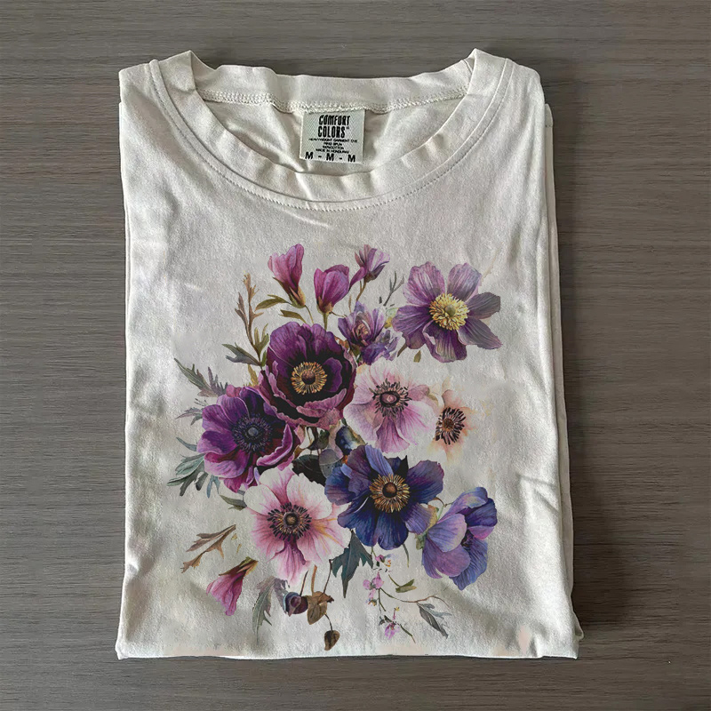 Boho Cottagecore Purple Floral shirt