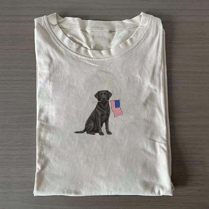 Black Labrador American Flag T-shirt