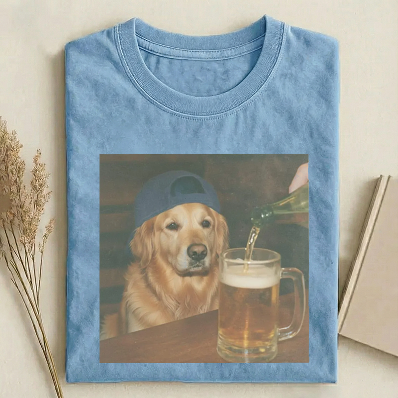 Funny Golden Retriever Drinking Beer T-shirt