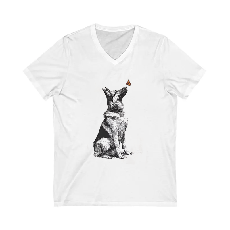 German Shepherd with Butterfly V-neck