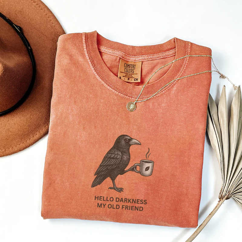 Raven Crow Hello Darkness Halloween Tshirt