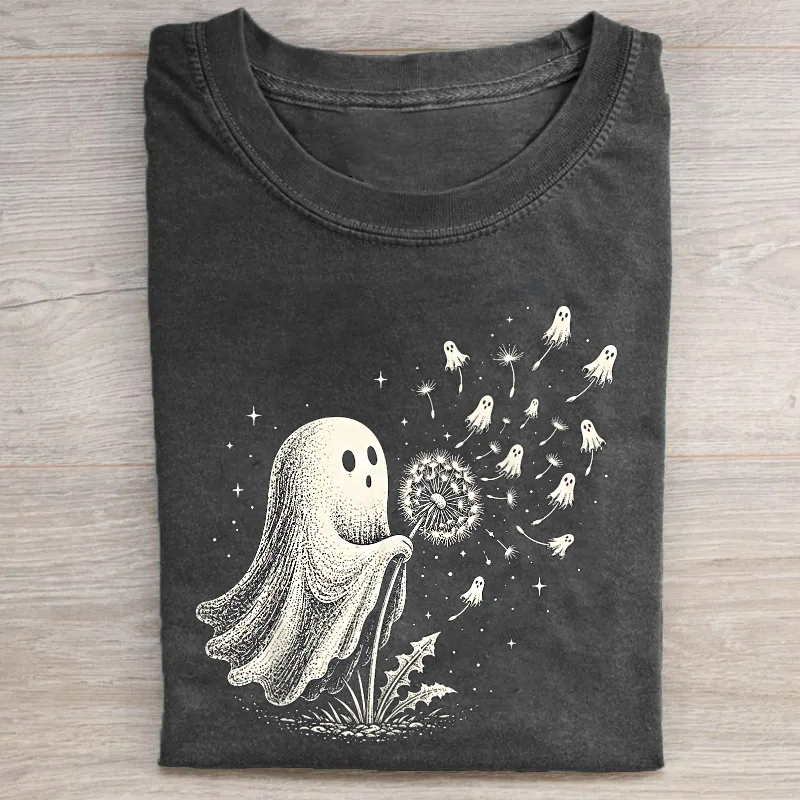 Cute Ghost Blowing Dandelion Halloween Tshirt