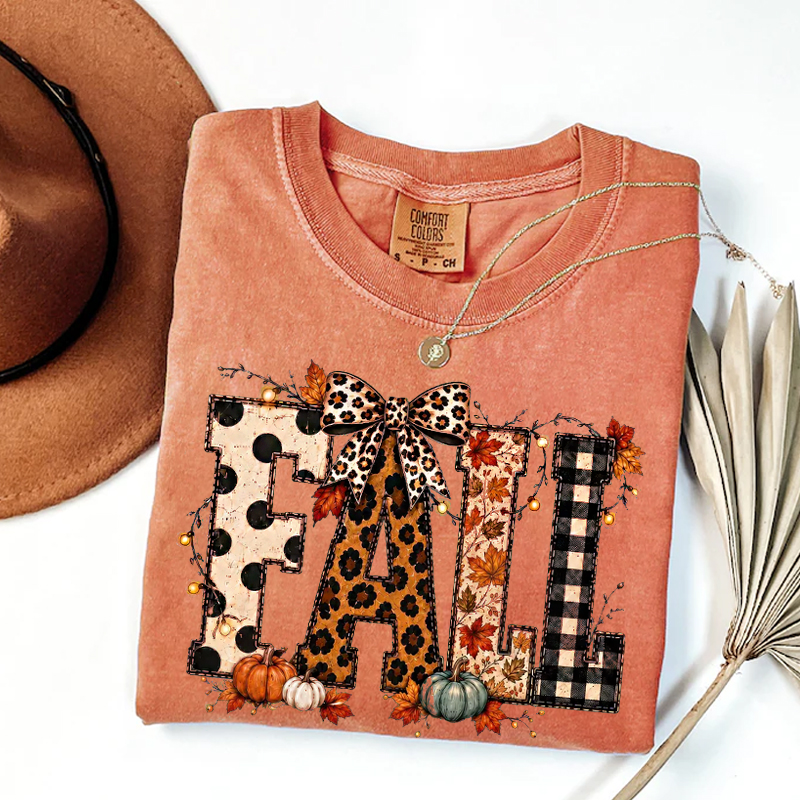 Leopard Plaid Fall Halloween Tshirt