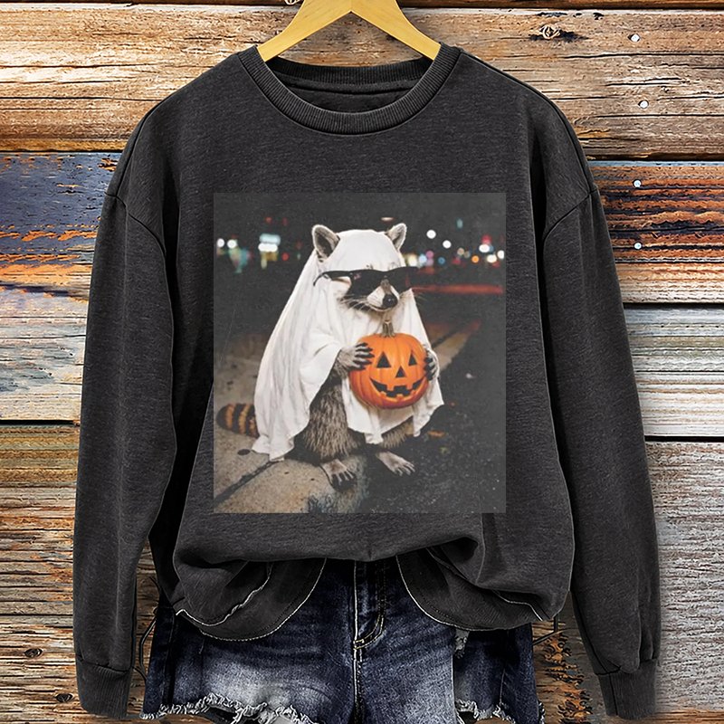 Raccoon Ghost Halloween Sweatshirt
