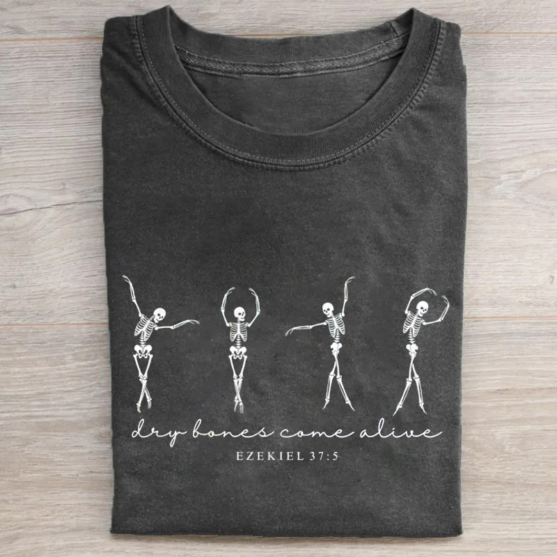 Dancing Skeleton Dry Bones Come Alive Christian Halloween Tshirt