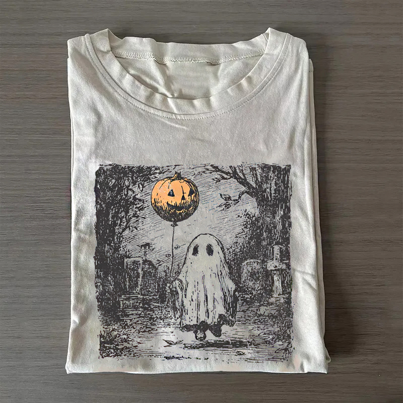 Vintage Ghost Pumpkin Balloon Halloween Tshirt