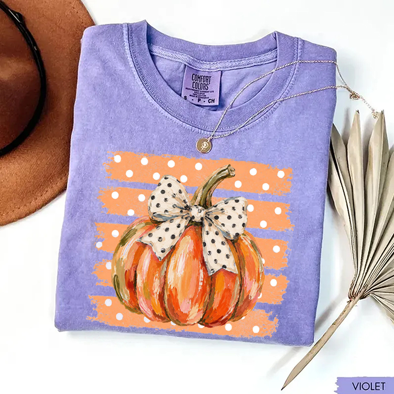 Striped Preppy Pumpkin Halloween Tshirt