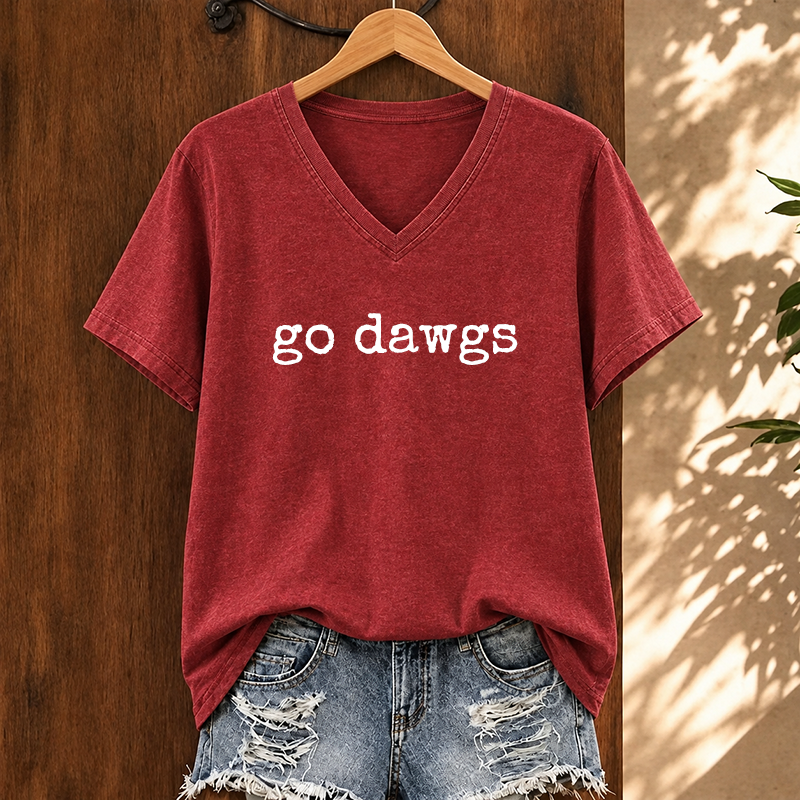 Go Dawgs Football Fan V-neck