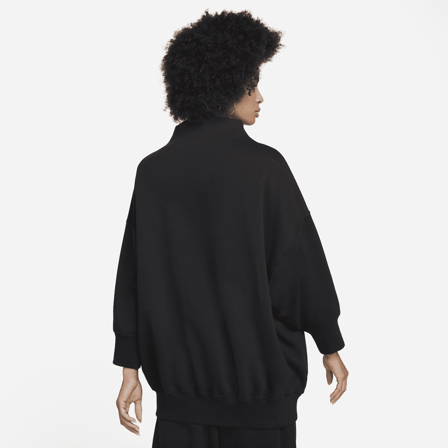 Sportswear Fleece - Women's Over-Oversized Mock-Neck 3/4-Sleeve Sweatshirt