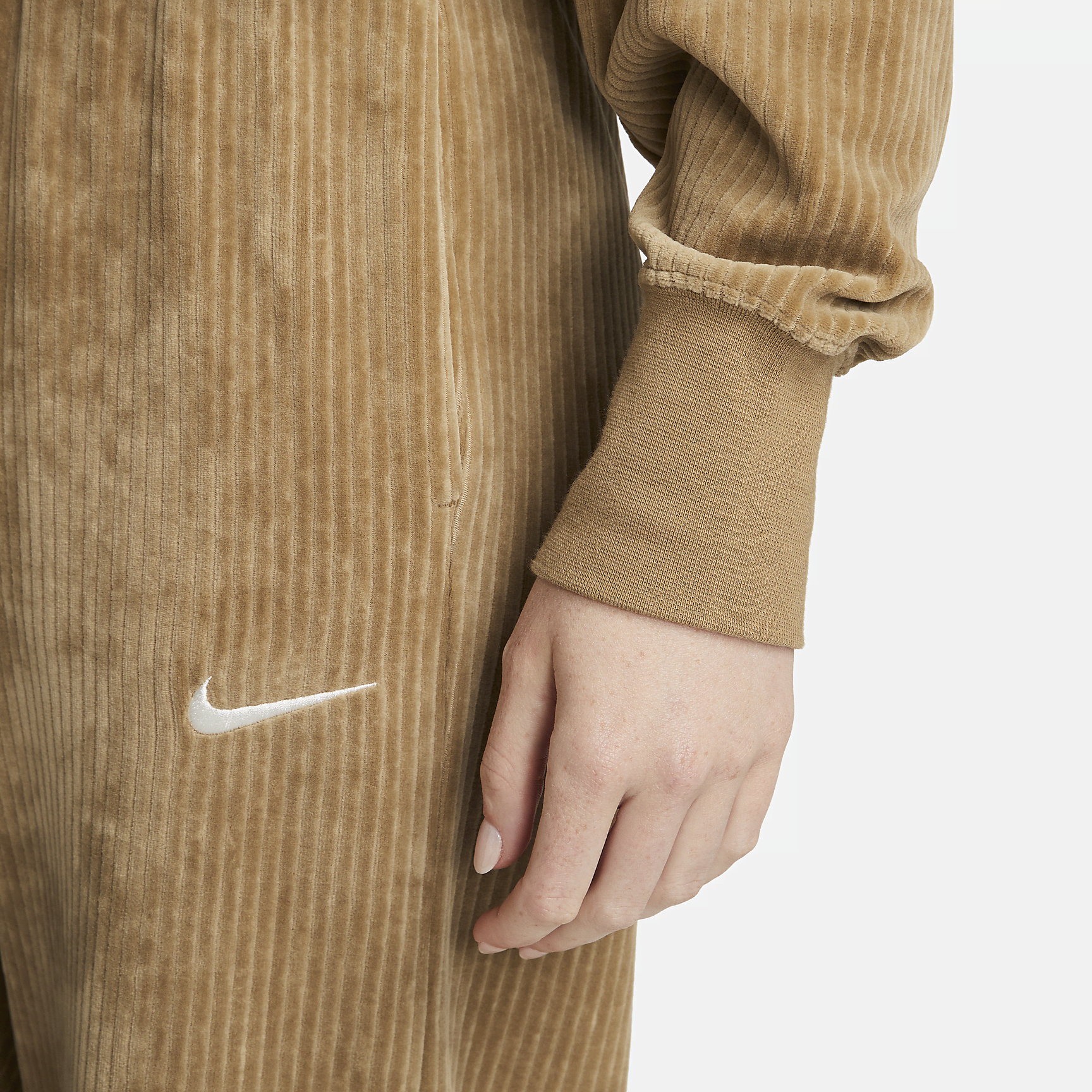 Sportswear - Women's Velour Cropped Pullover Hoodie