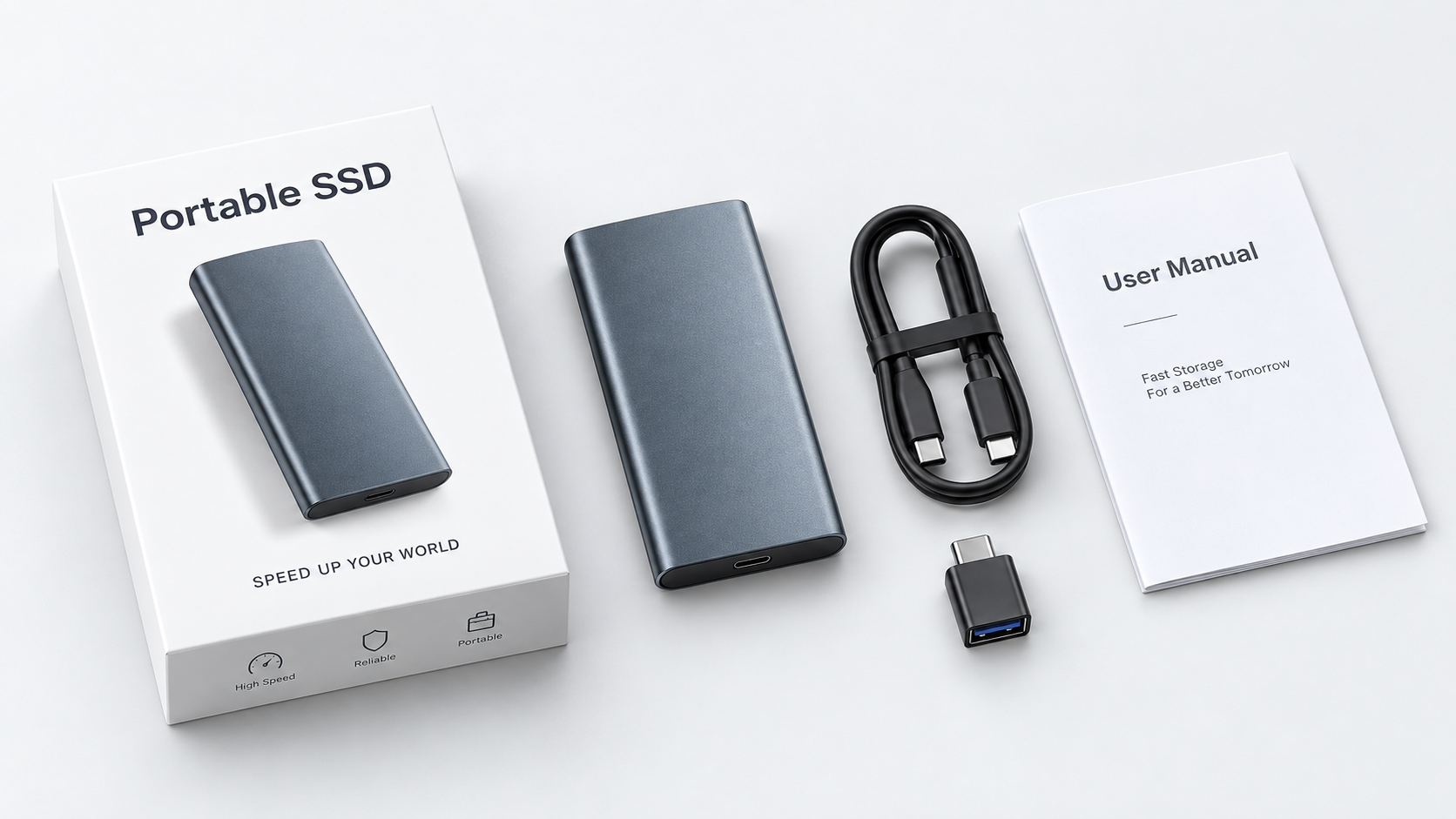 Portable SSD package and accessories