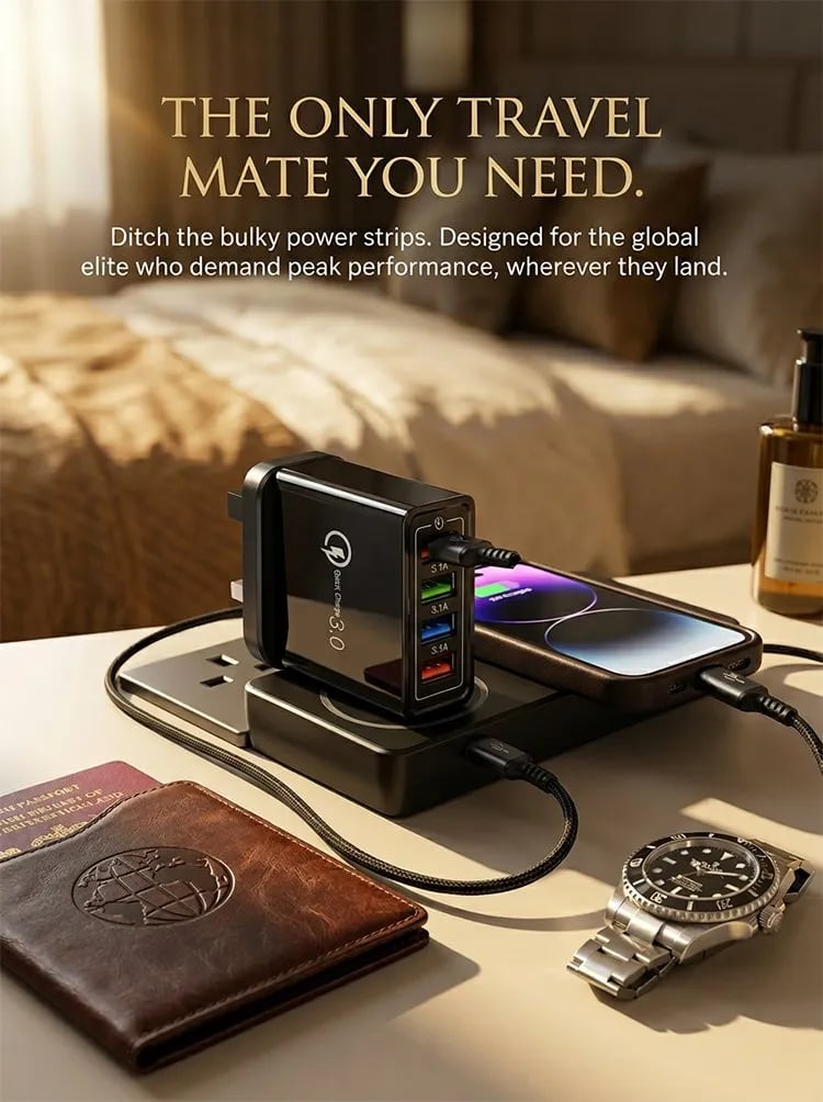 Compact travel charger used beside a phone