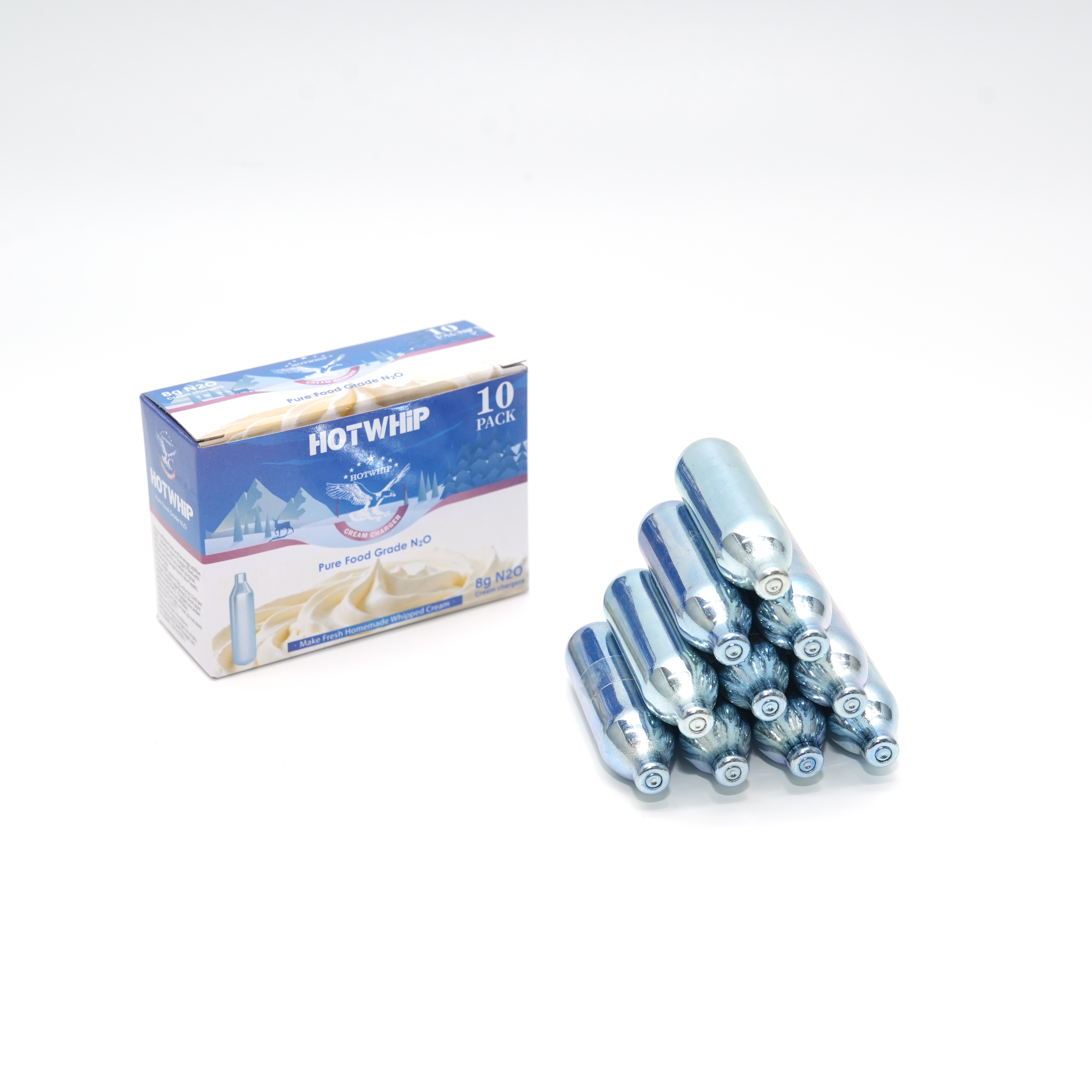Whipped Cream Chargers 8g Food Grade Nitrous Oxide N2O cartridges 10pcs per Box