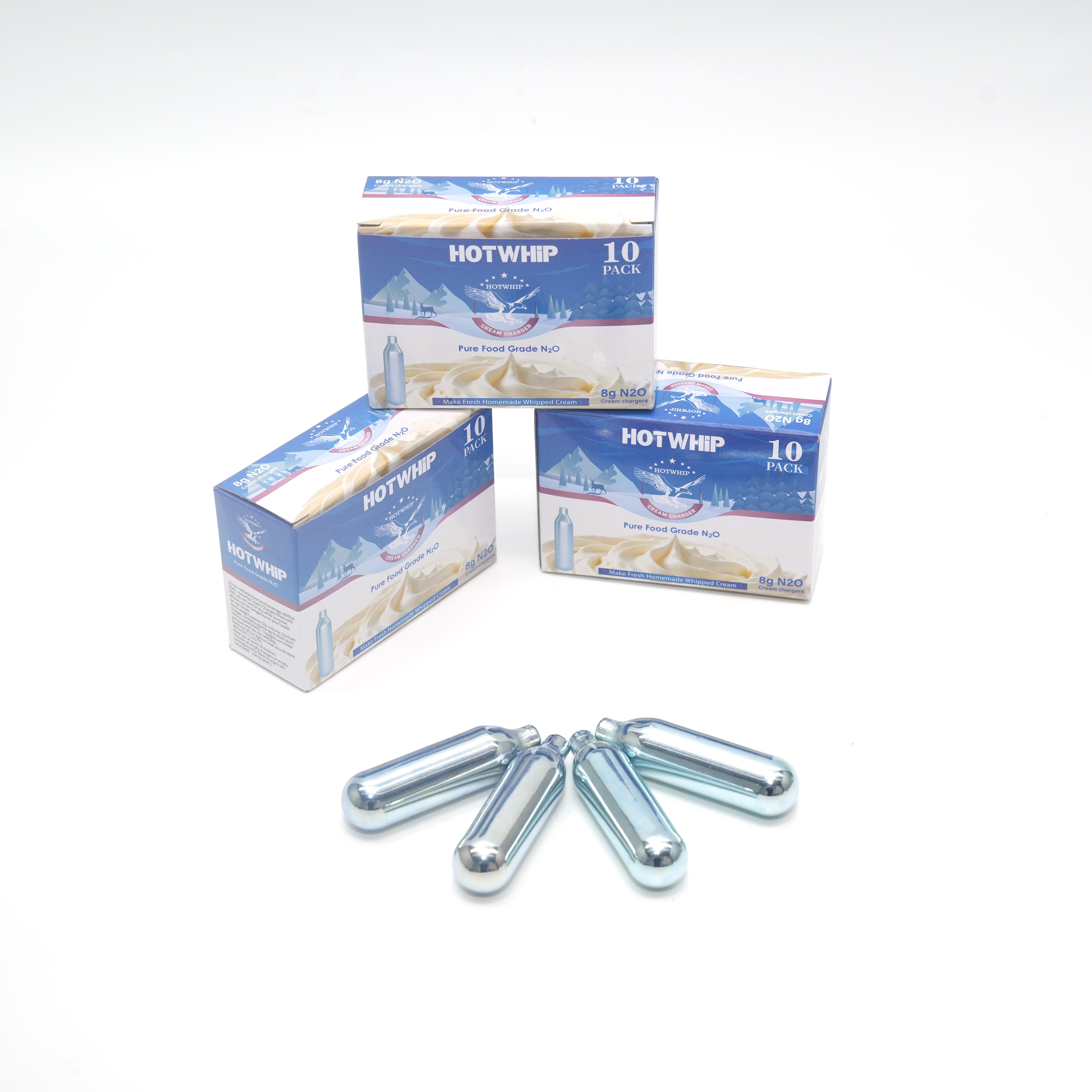 Whipped Cream Chargers 8g Food Grade Nitrous Oxide N2O cartridges 10pcs per Box