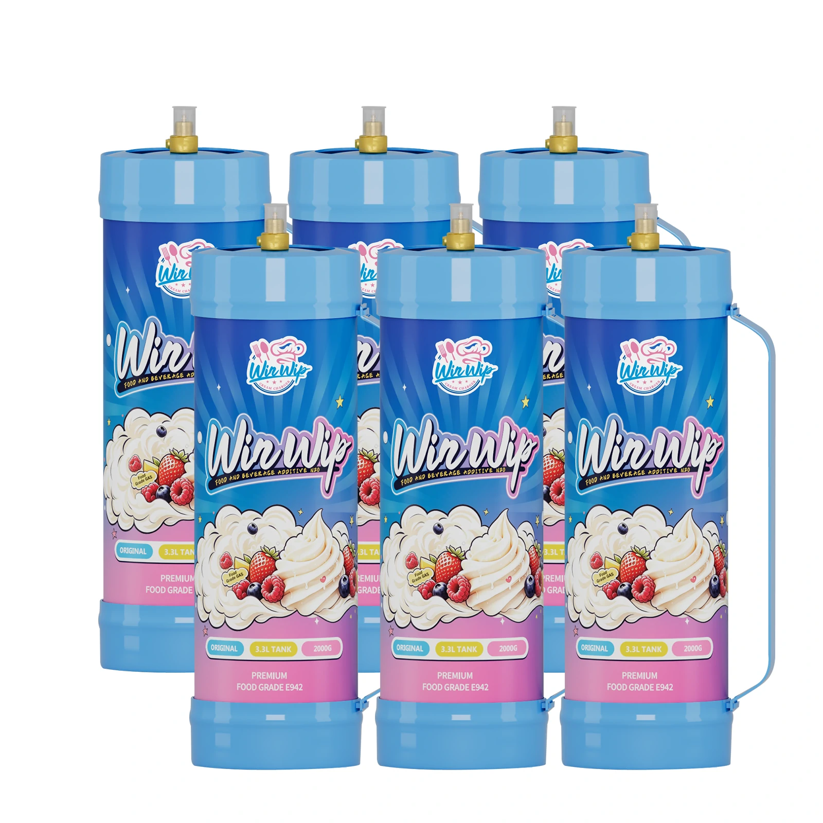 WinWip 3.3L/2000g Whipped Cream Chargers Nitrous Oxide N2O Food Grade Tanks Unflavored