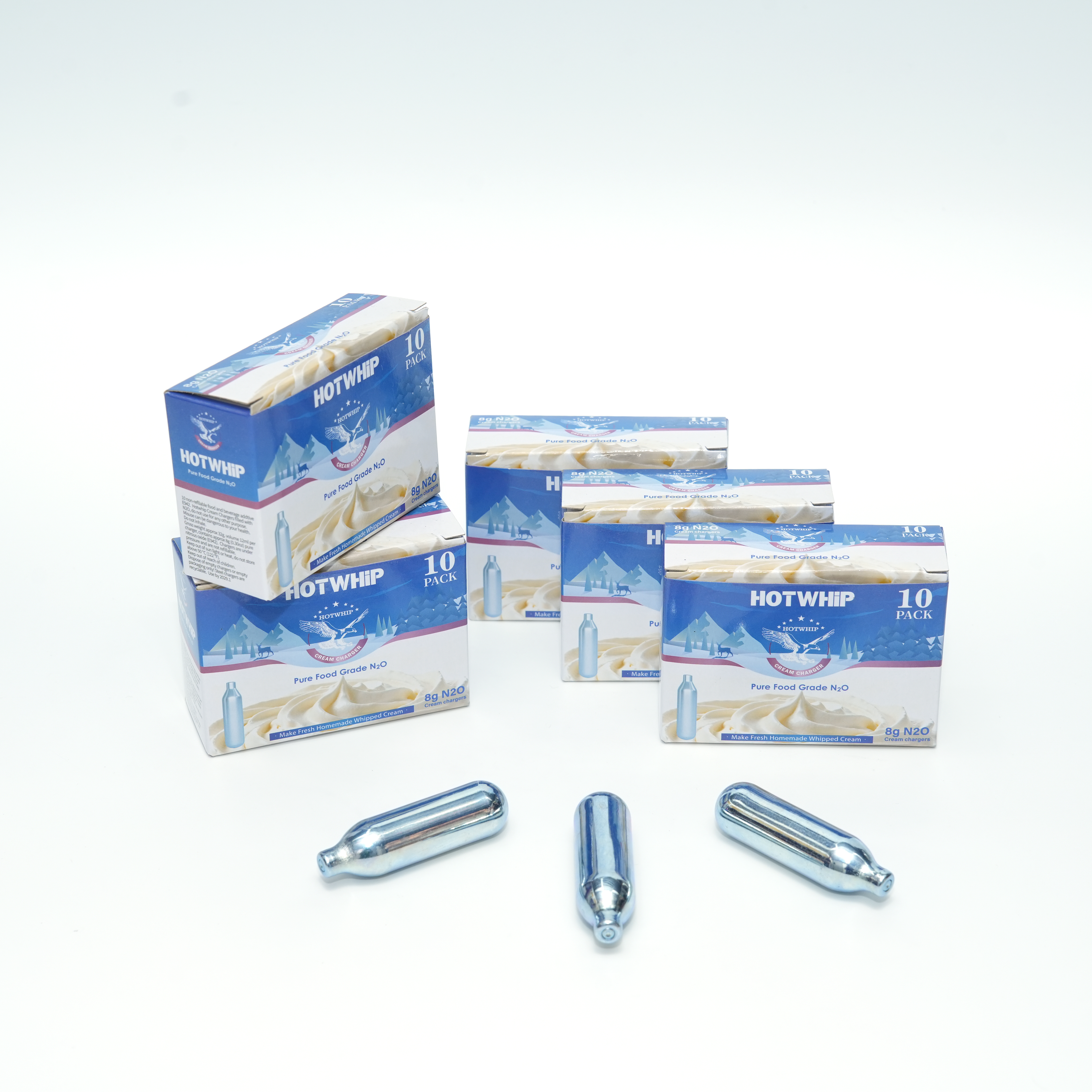 Whipped Cream Chargers 8g Food Grade Nitrous Oxide N2O cartridges 10pcs per Box