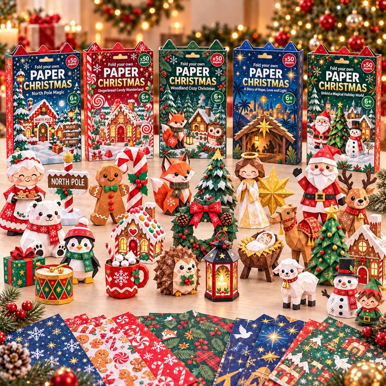 Christmas patterned paper assortment Christmas patterned paper assortment