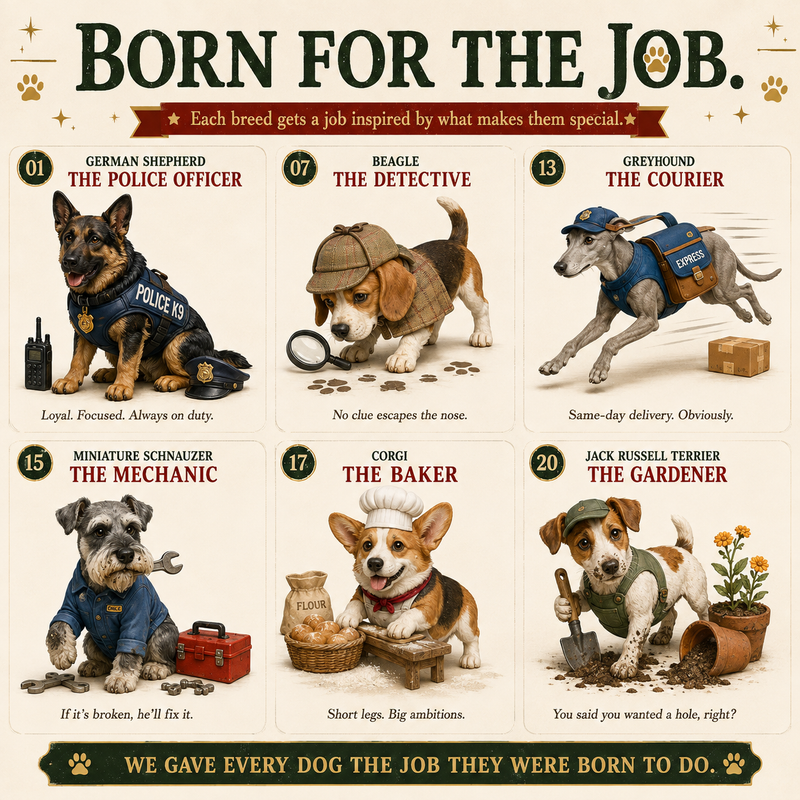 Dogs on Duty dog breeds and job characters