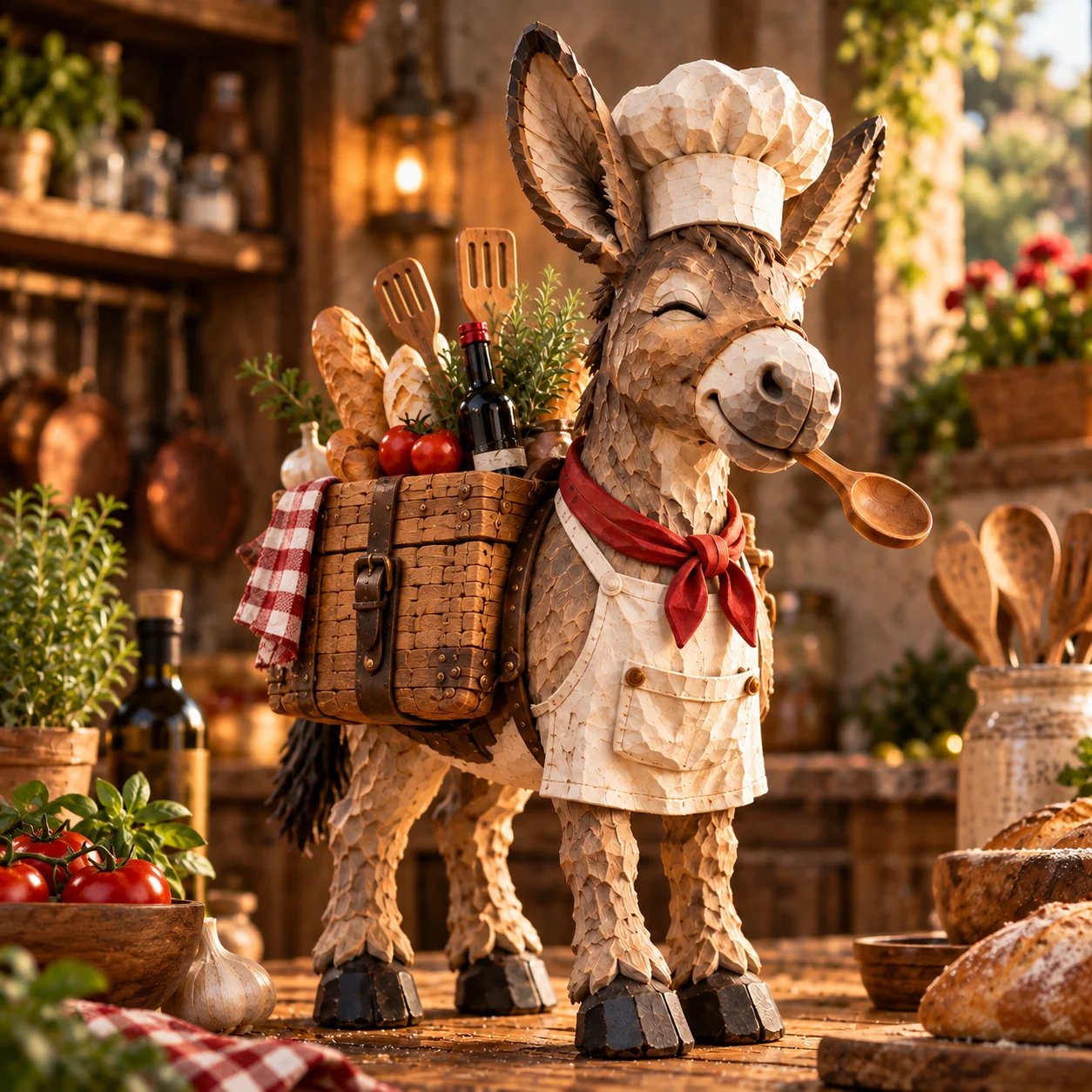 🫏The Stubborn Little Chef — Carved Kitchen Donkey Figurine🎁