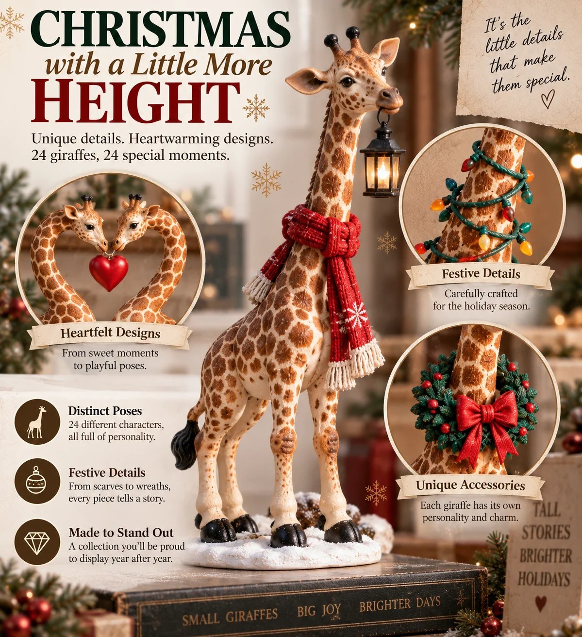 Giraffe Christmas collectible figurine details