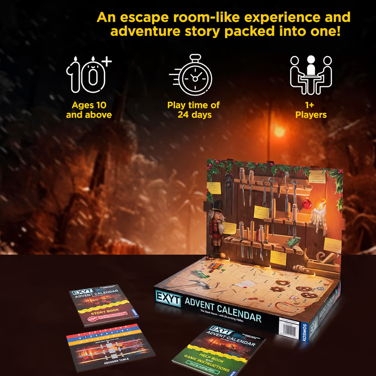 Mysterious Christmas workshop adventure scene