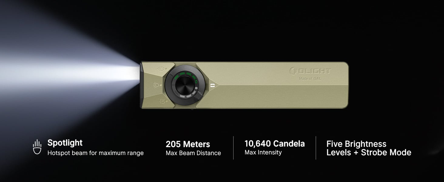 The Spotlight provides a wide illumination area and is suitable for camping