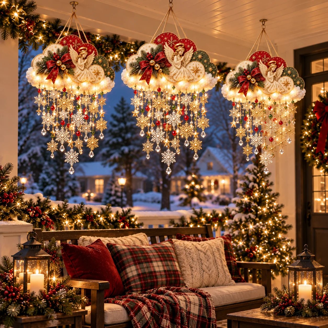 🔥✨ Angelic Christmas Snowfall Cloud – Lighted Hanging Holiday Decor☁️✨