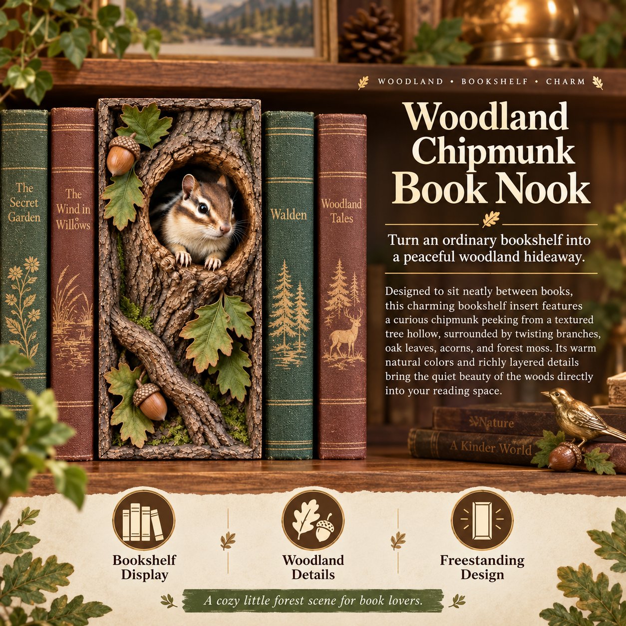 Woodland Chipmunk Book Nook