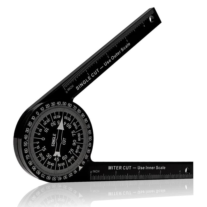 Aluminum Miter Saw Protractor | 7-Inch Rust Proof Angle Finder Featuring Precision Laser Engraved Scales Professional Miter Saw Protractor with Measuring Rulers for Angle Finder Carpentry, Crown Molding Tool & Baseboard building trade men dealsforyoudays