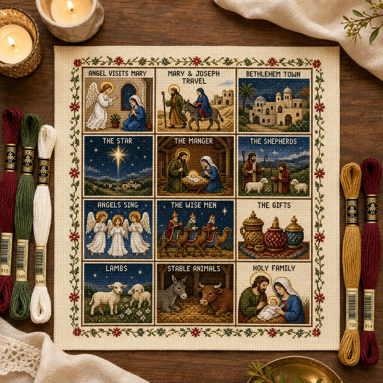✝️ Beginner-Friendly Life of Jesus Bible Story Cross Stitch DIY Kit | 6 Biblical Collections with Fabric, Color-Matched Floss, Needle & Pattern Guide Included 💕