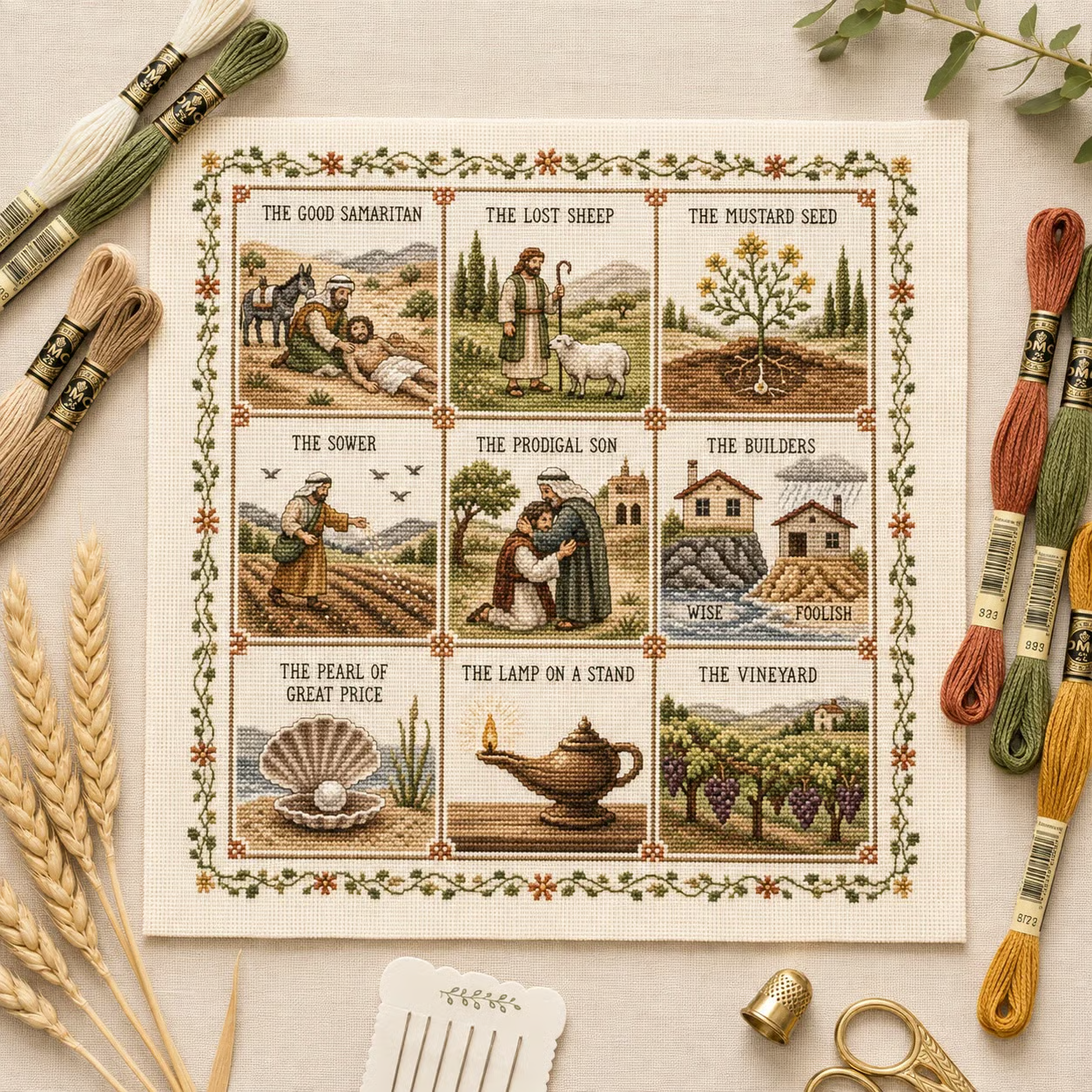 ✝️ Beginner-Friendly Life of Jesus Bible Story Cross Stitch DIY Kit | 6 Biblical Collections with Fabric, Color-Matched Floss, Needle & Pattern Guide Included 💕