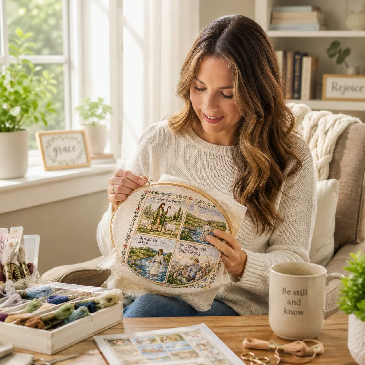 ✝️ Beginner-Friendly Life of Jesus Bible Story Cross Stitch DIY Kit | 6 Biblical Collections with Fabric, Color-Matched Floss, Needle & Pattern Guide Included 💕