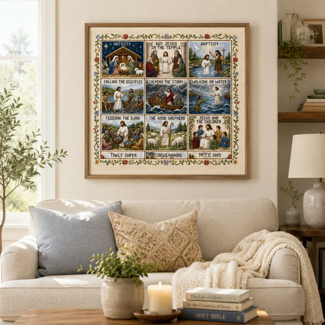 ✝️ Beginner-Friendly Life of Jesus Bible Story Cross Stitch DIY Kit | 6 Biblical Collections with Fabric, Color-Matched Floss, Needle & Pattern Guide Included 💕