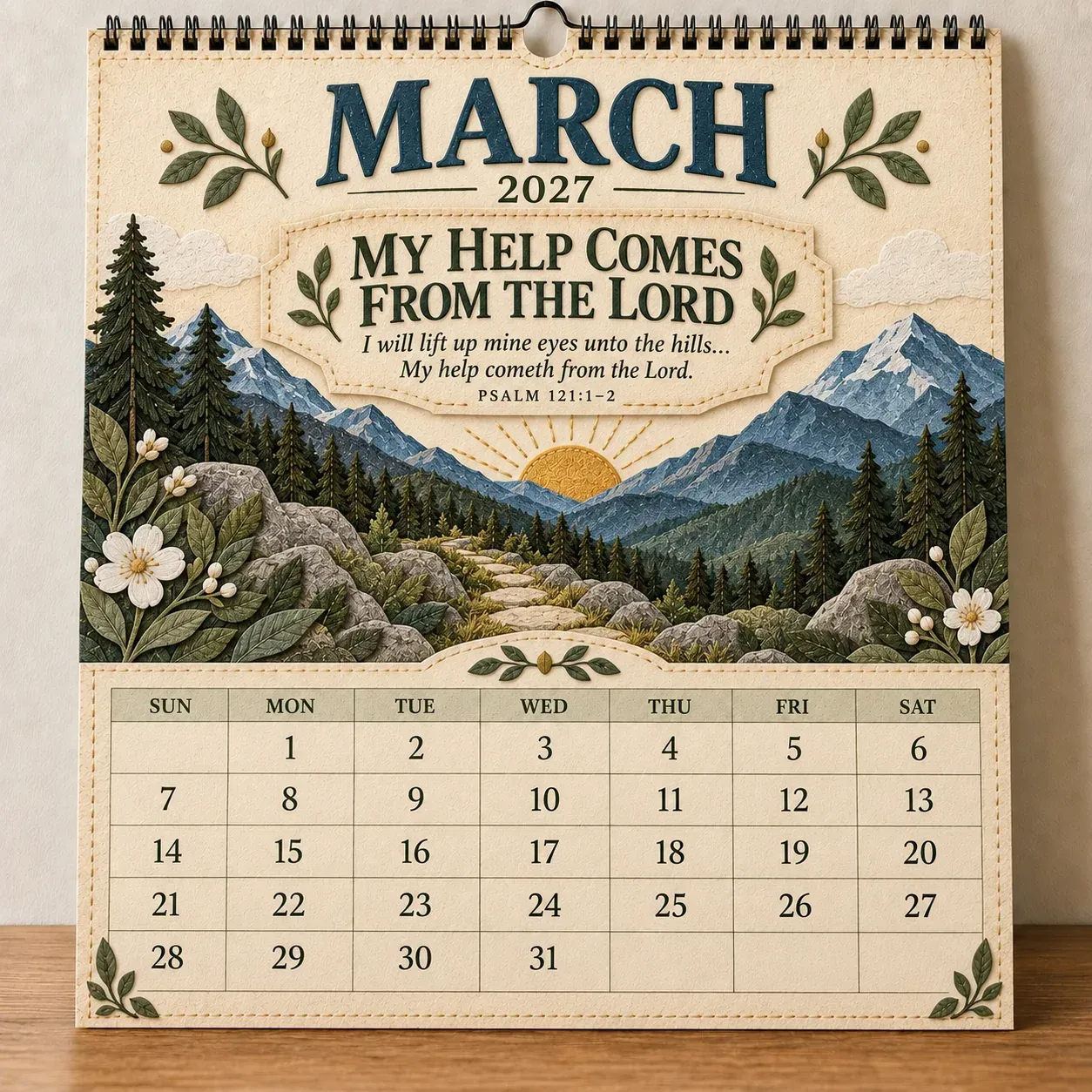 ✝️ 2027 Psalms Wall Calendar | Monthly Scripture & Christian Artwork