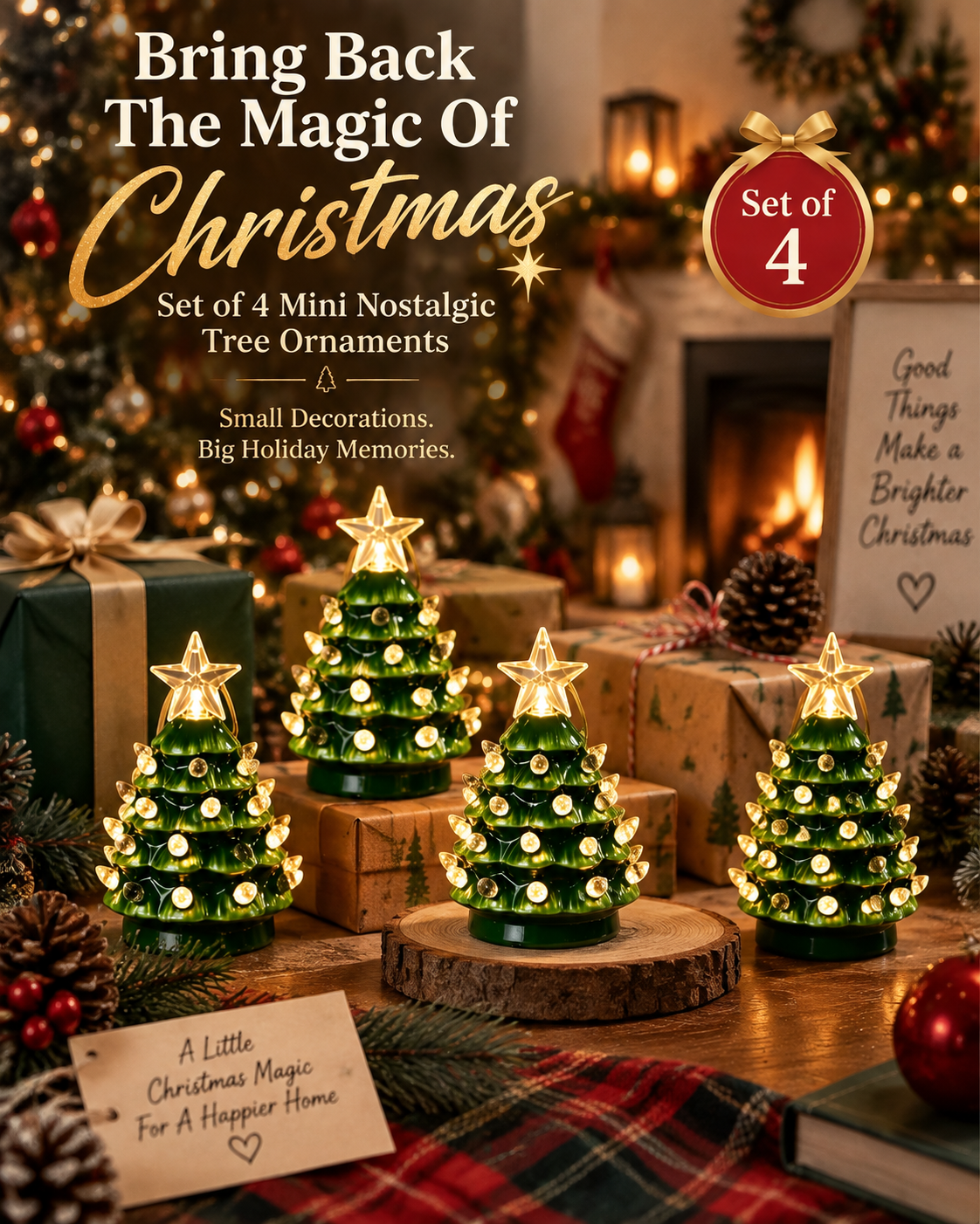 Christmas Mini Nostalgic Tree Ornaments Set (4 Pieces) 🎄