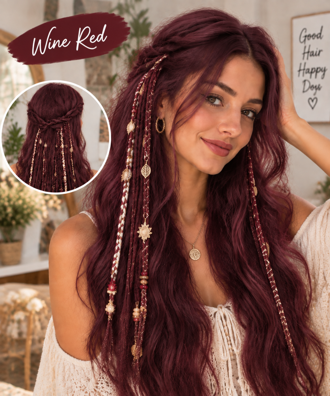 [Copy]🌿 Boho Beaded Clip-In Braids – Effortless Festival & Everyday Hair Transformation