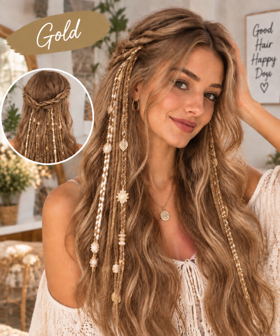 [Copy]🌿 Boho Beaded Clip-In Braids – Effortless Festival & Everyday Hair Transformation